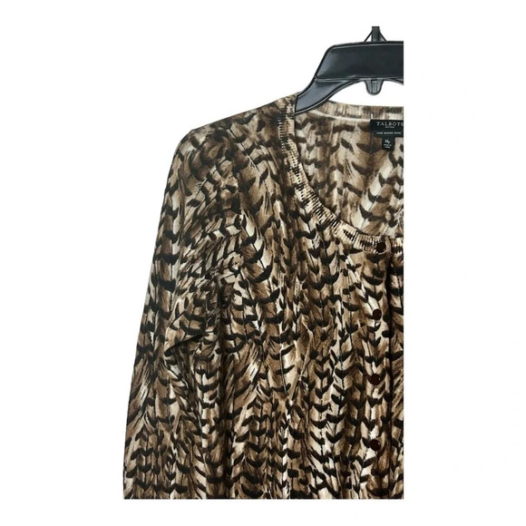 1611. TALBOTS PETITES LONG SLEEVE CARDIGAN PURE MERINO WOOL‎ SIZE MEDIUM BROWN - Picture 3 of 9